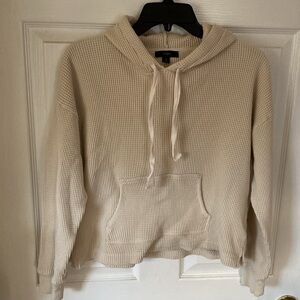 J. Crew Off-White Waffle-Knit Hoodie
